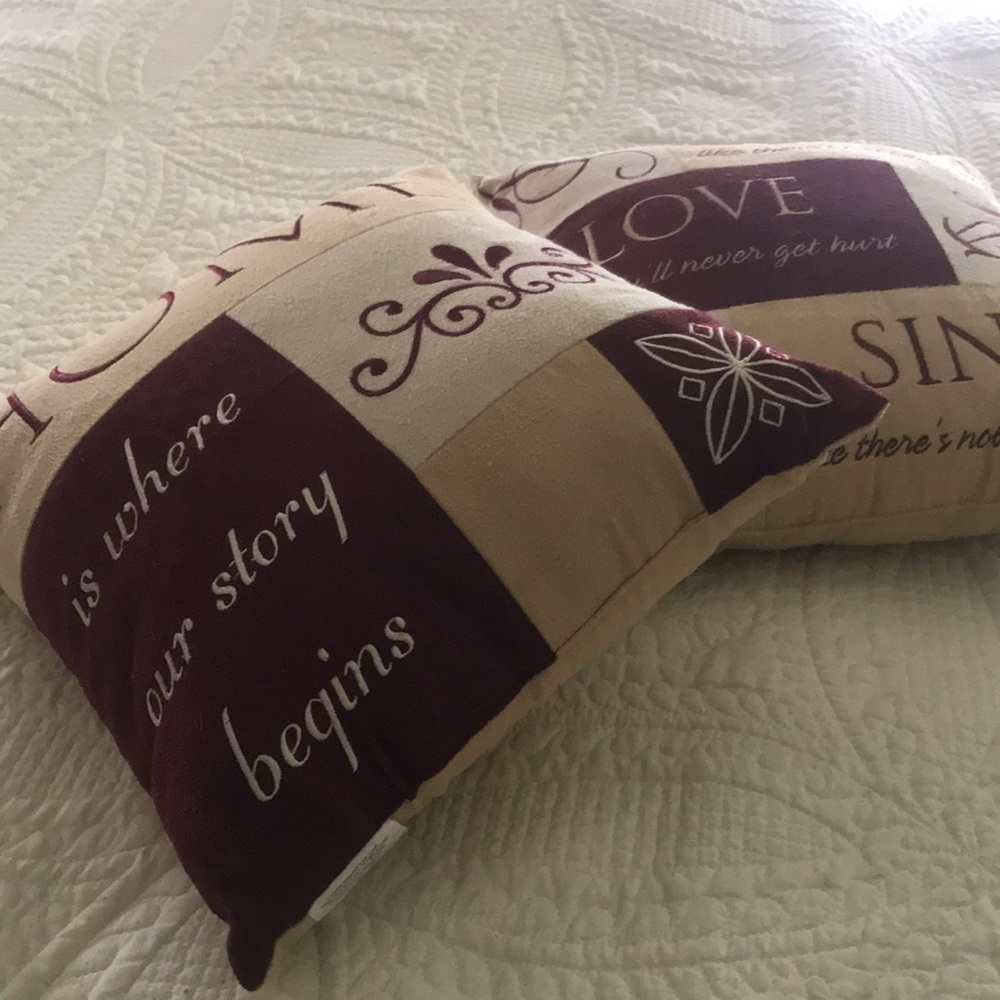 Set of (2) small decorative pillows.